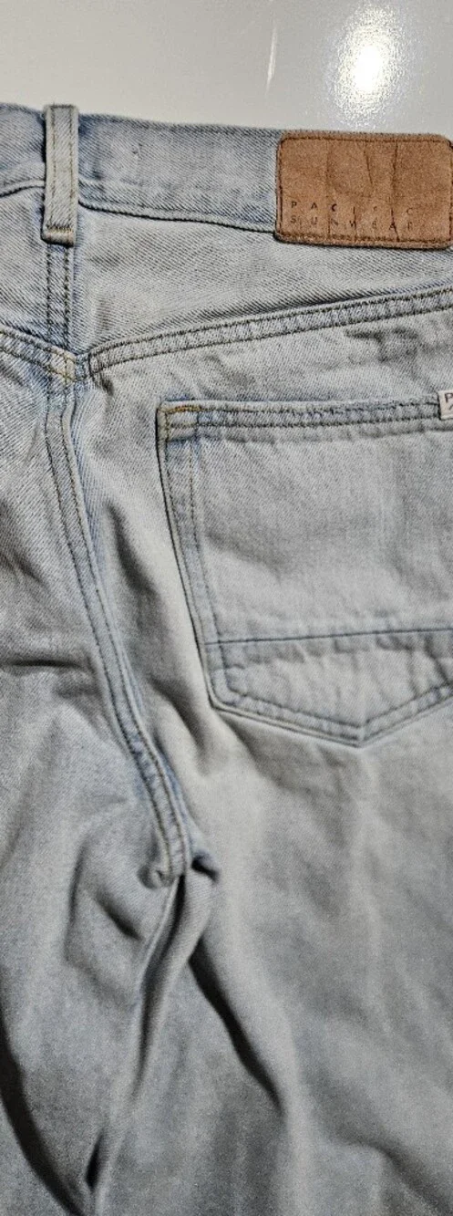 PacSun Baggy Jeans Men's 29x30 Light Wash Straight Leg Distressed Hem Denim.